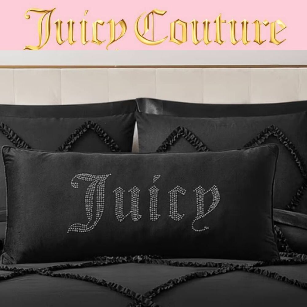 Juicy Couture Home Big Bling Pillow- Black